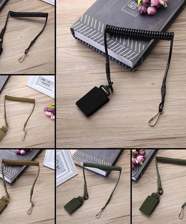 Outdoor Spring Lanyard Elastic Retractable Anti-Lost Waist Hanging Retention Rope Police Pistols Gun Rifle Sling