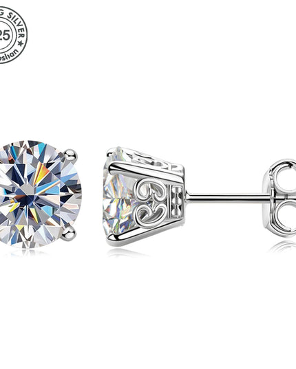 925 silver, moissanite stud earrings, men's earrings, women's earrings, set with 6/7/8mm moissanite, simple and small style, sui