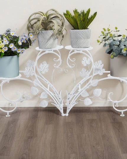 1 Pair of Tall Metal Plant Stands, Elegant Iron Flower Pot Holder Rack for Garden, Patio, Balcony, Living Room Art Display Shelf