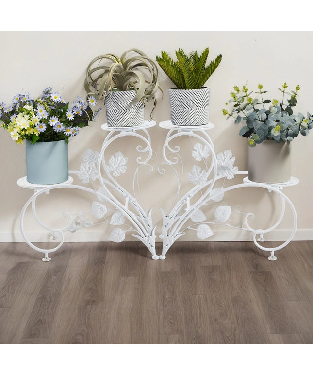 1 Pair of Tall Metal Plant Stands, Elegant Iron Flower Pot Holder Rack for Garden, Patio, Balcony, Living Room Art Display Shelf
