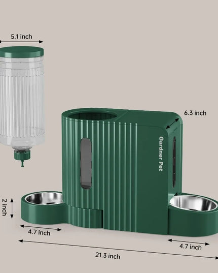 Automatic Gravity Cat Food Feeder and Water Dispenser Stainless Steel TwoinOne Set Large Capacity for Pets Dogs Puppies Kittens