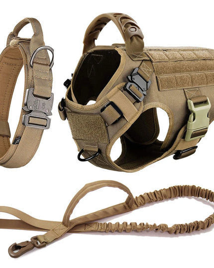 Large Dog Harness Collar Leash Set Military Dog Harnesses Pet Tactical Vest Training German Shepherd For Medium Large Dogs
