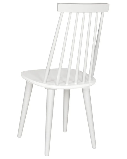 Contemporary Windsor Dining Chair Set of 2 Rubber Wood Armless Indoor Furniture Durable White Finish Easy Assembly