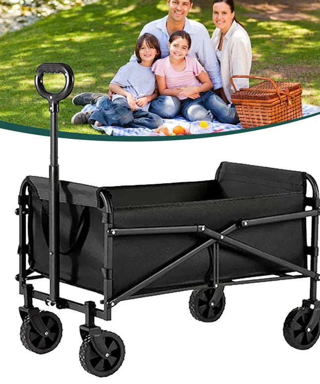 Portable Folding Wagon Large Capacity Heavy Duty Foldable Wagon Utility Grocery Wagon for Outdoor Camping Garden Sports Beach