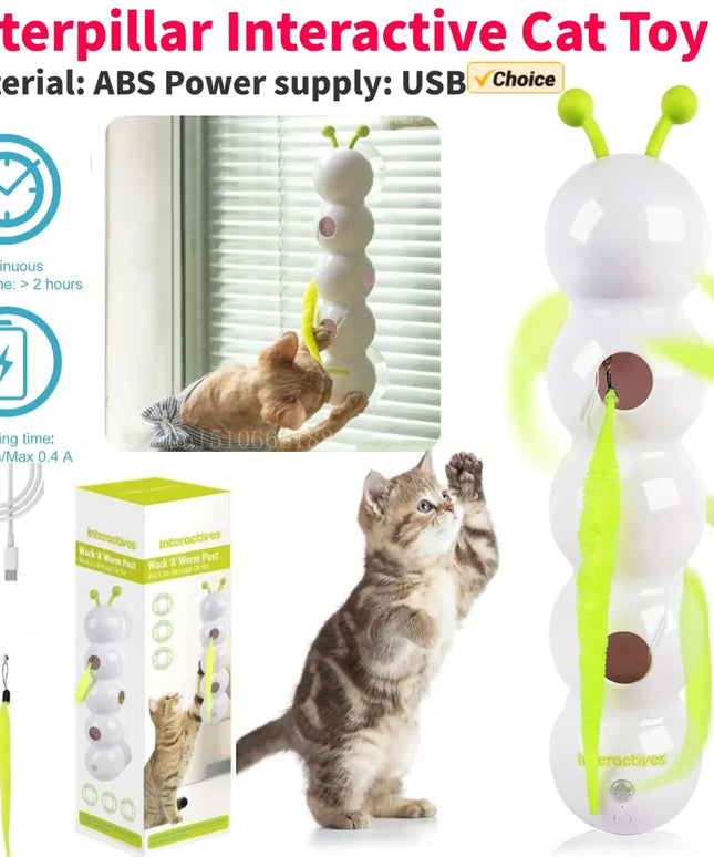 Smart Motion Cat Toy Charging Intelligent Interactive Cat Toy Motion Activated Worm Post Toy with Tail Automatic Popping Hole