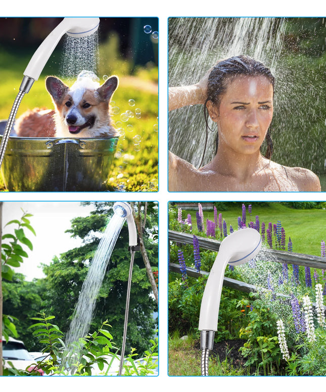 Portable rechargeable camping shower outdoor electric shower pump suitable for camping car washing, gardening, pet cleaning
