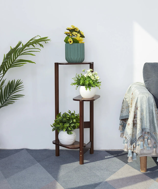 3 Tier Bamboo Tall Corner Plant Rack Planter Stand Flower Pot Holder Storage Rack for Balcony Garden Patio