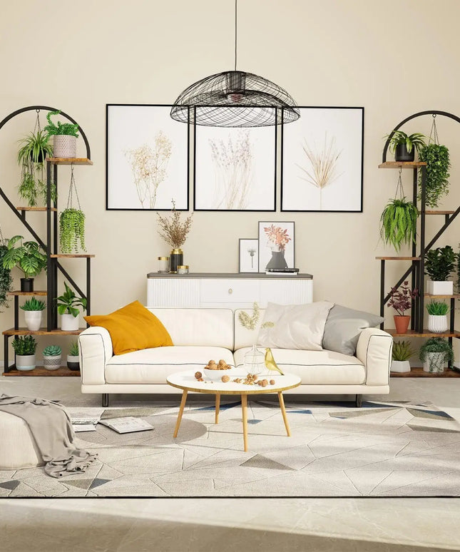 6 Tier Wood and Metal Plant Flower Rack Stand Storage Display Shelf  Heart Shaped for Garden Balcony Living Room