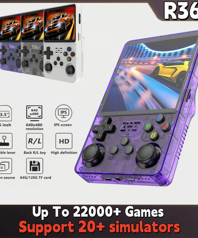 Retro R36S Handheld Video Game Console 3.5 Inch IPS Screen Portable Pocket Player with 128GB Preloaded Games Linux System