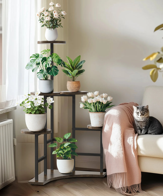 6 Tiered Corner Plant Display Rack Stand Tall Flower Shelf for Living Room Balcony Garden