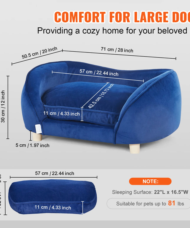 SucceBuy Pet Sofa Dog Couch for Medium-Sized Dogs and Cats Soft Velvety Dog Sofa Bed for Living Room Bedroom Pet Store or Clinic