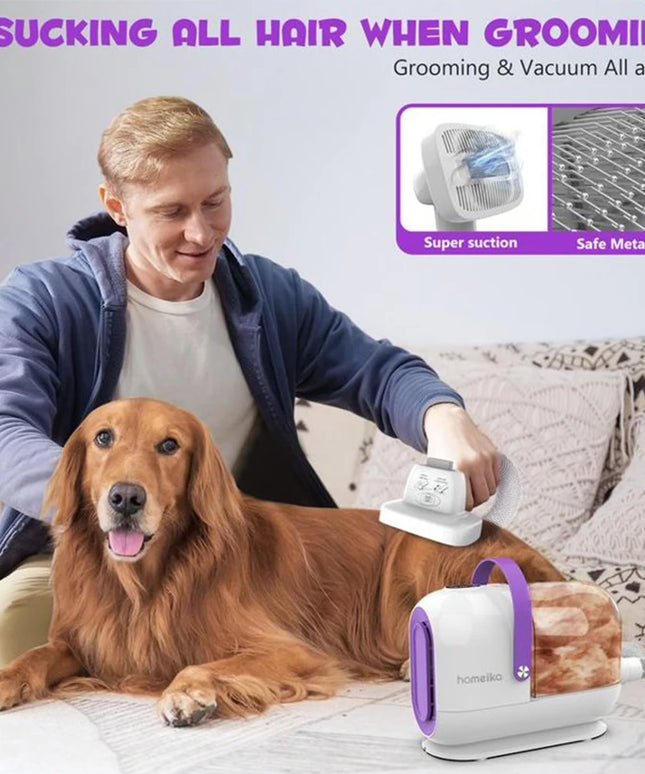 Homeika Dog Grooming Kit,3L Dog Hair Vacuum with 99% Pet Hair Suction Power,Silent Pet Vacuum Groomer,Dog/Cat Hair Removal Brush