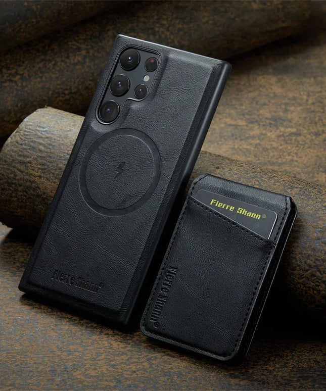 2 In 1 Magsafe Magnetic Leather Flip Phone Case for Samsung S25 S24 S23 S22 Ultra Plus FE Wallet Cover Cards Holder Pocket Cover