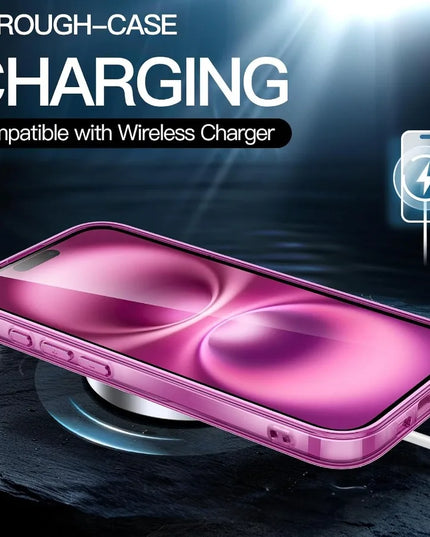 h Case for iPhone 16 6.1Inch NonYellowing Shockproof Phone Bumper Cover AntiScratch Clear Back Pink