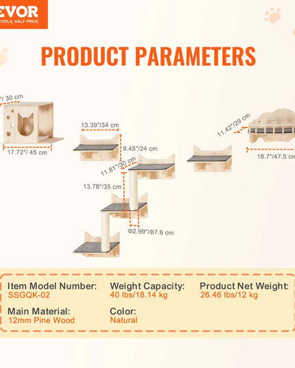 SucceBuy Wall Mounted Cat Shelves Cat Wall Shelves and Perches with Jumping Boards Hammocks & Cat Tree Cat Furniture and Shelves