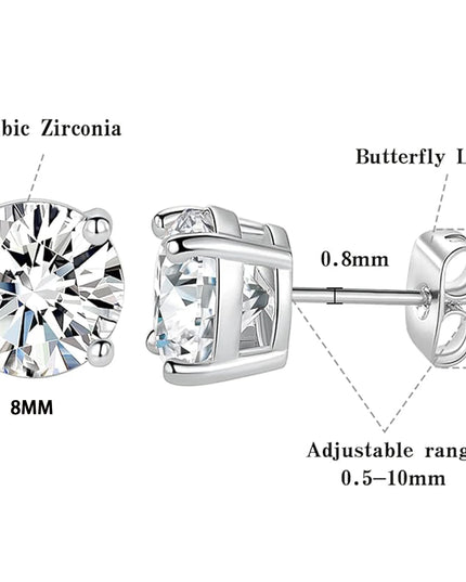 925 silver, moissanite stud earrings, men's earrings, women's earrings, set with 6/7/8mm moissanite, simple and small style, sui