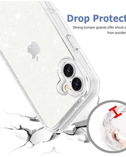 TENOC Phone Case Compatible with iPhone 16 Glitter Case Clear Sparkling Protective Bumper Cute Cover for Girls Women