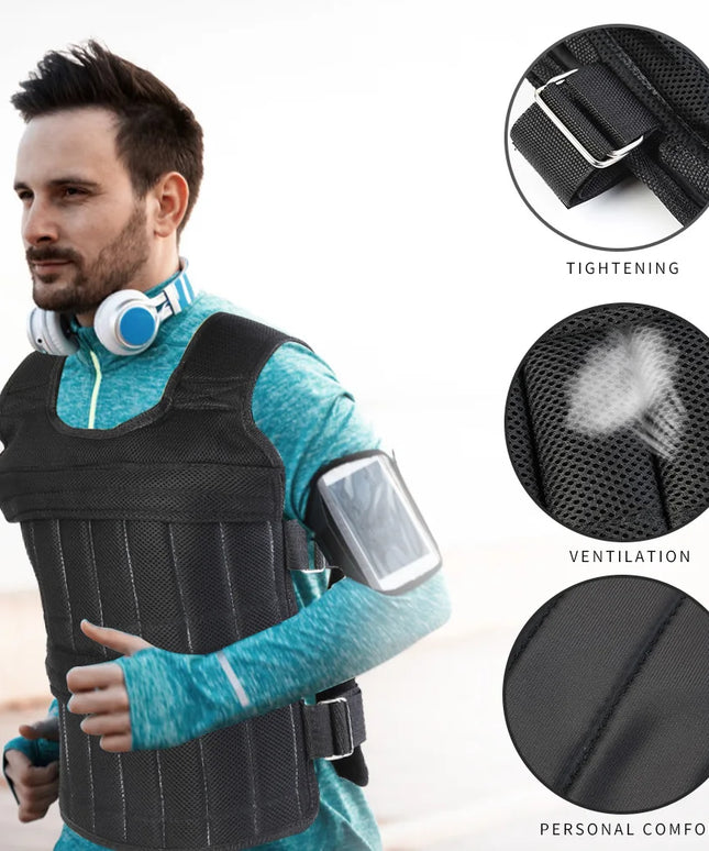 3/15/20/35/50kg Loading Weight Vest Jacket Sand Clothing for Running Training Fitness Equipment Adjustable Waistcoat Jackets