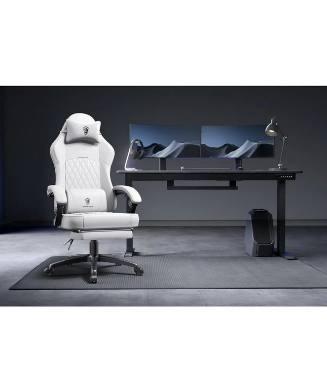 Gaming Chair with Pocket Spring Cushion, Ergonomic Computer Chair with Massage Lumbar and Footrest for Adults, High Back Game C