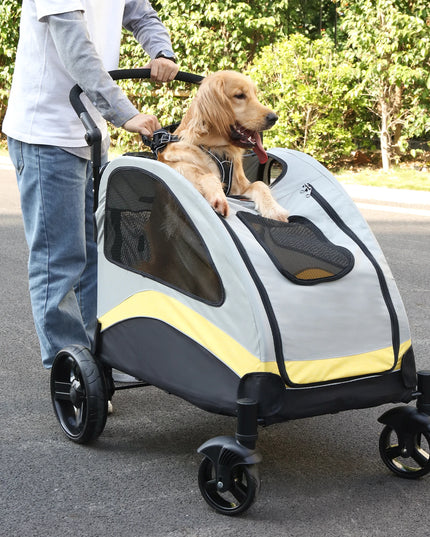 Large Dog Stroller 4 Wheel Pet Trolley Carrier Foldable for 2 Dogs up to 121 lbs