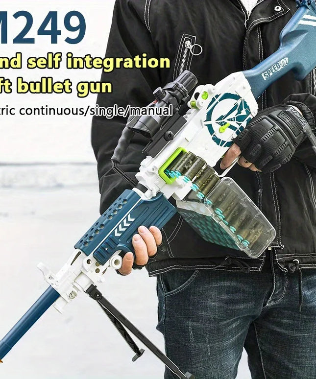 M249 LMG Machine Gun Foam Dart Blaster Heavy Machine Gun Toy Manual/Electric Function