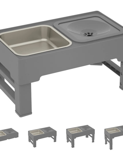 Elevated Dog Food Slow Feeder 4 Adjustable Heights Raised Dog Bowl Stand with Stainless Steel Bowls Anti Slip Dog Water Bowl