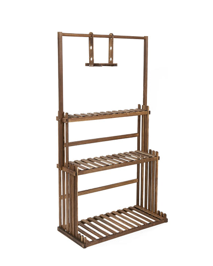3 Tiers Heavy Duty Hanging Plant Stand Wood Garden Tall Flower Display Rack