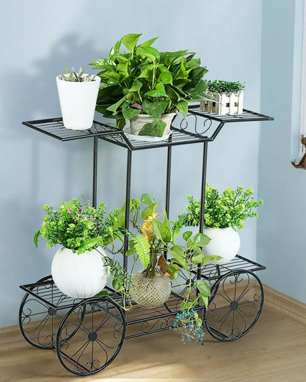 Large Metal Plant Stand Indoor 6 Tier Garden Cart Plant Holder Wrought Iron Plants Display Shelf Rack Outdoor Decorating Garden