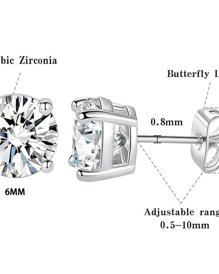 925 silver, moissanite stud earrings, men's earrings, women's earrings, set with 6/7/8mm moissanite, simple and small style, sui