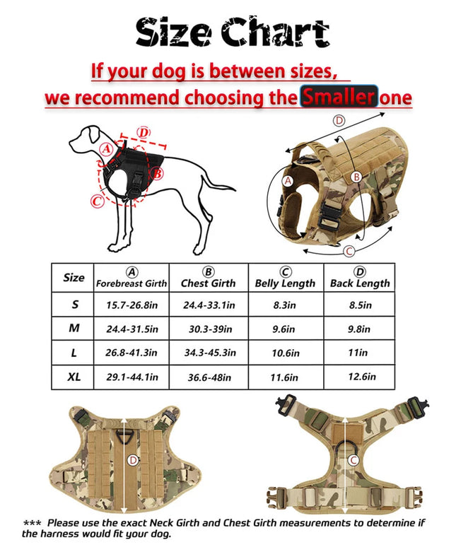 Large Dog Harness Collar Leash Set Military Dog Harnesses Pet Tactical Vest Training German Shepherd For Medium Large Dogs