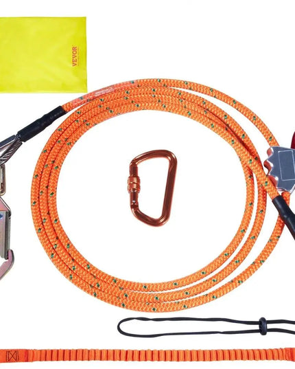 High Strength 12ft for arborist Climbing Flipline Safety Rope with Steel Snap Hook Carabiner for tree Care