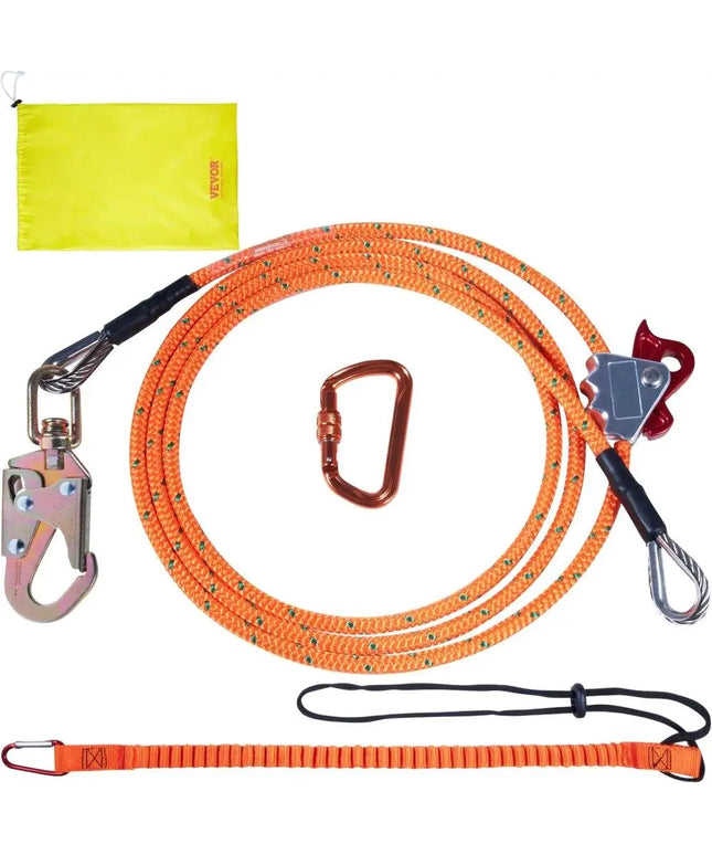 High Strength 12ft for arborist Climbing Flipline Safety Rope with Steel Snap Hook Carabiner for tree Care