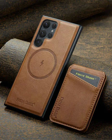 2 In 1 Magsafe Magnetic Leather Flip Phone Case for Samsung S25 S24 S23 S22 Ultra Plus FE Wallet Cover Cards Holder Pocket Cover
