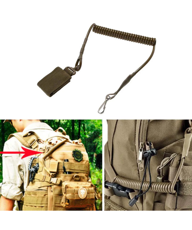 Outdoor Spring Lanyard Elastic Retractable Anti-Lost Waist Hanging Retention Rope Police Pistols Gun Rifle Sling