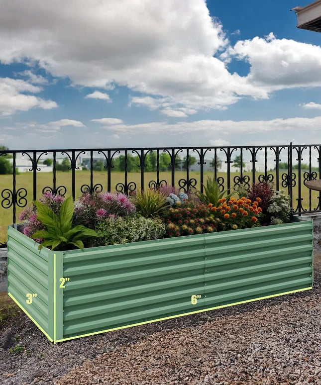 6x3x2 8x4x2ft Galvanized Raised Garden Bed Deep Root Planter Box for Vegetables Flowers Herbs-Large Metal Raised Garden Bed Kit