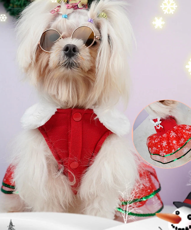 Dog Christmas Costume Skirt Christmas Bling Dog Dress Christmas Theme Dog Dress Outfit Christmas Dress Up Supplies