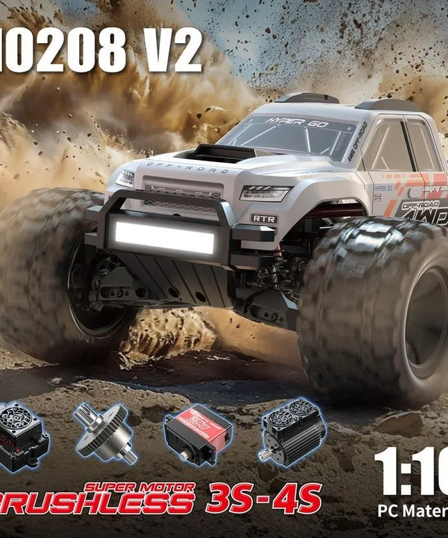 MJX 10208 V2 RC Car 4WD 1/10 Hyper Go 60KM/H 80KM/H Brushless Off-Road Vehicle 2.4G Remote Control Drift Monster Truck RC Toys