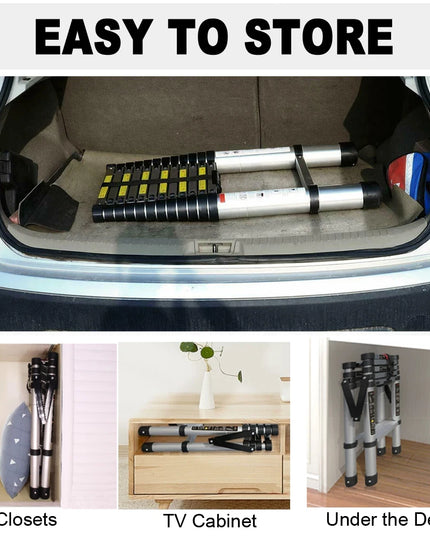 4/5/6 Step Folding Extension Ladder, Aluminum Portable Compact Safety Loft Ladders, 330 LBS Max Load, EN131