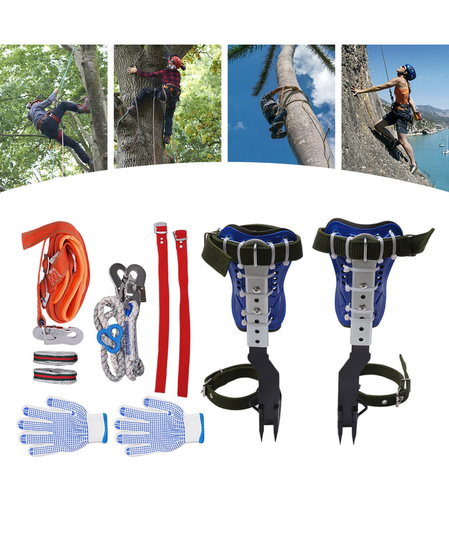 Tree Climbing Spike Set Adjustable Pole Climbing Gear Kit with Safety Belt & Straps
