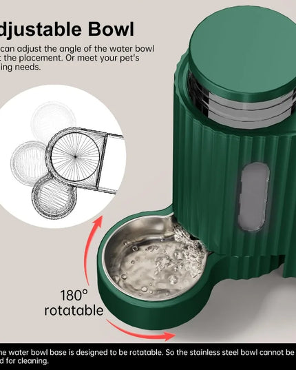 Automatic Gravity Cat Food Feeder and Water Dispenser Stainless Steel TwoinOne Set Large Capacity for Pets Dogs Puppies Kittens