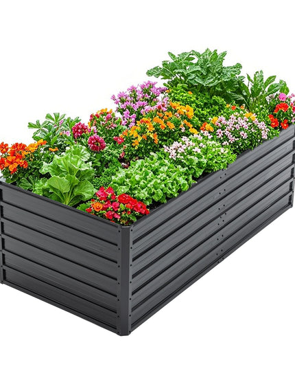 6x3x2 FT Metal Raised Garden Bed, Outdoor, Reinforced, Galvanized, Rustproof, Colored Steel Planter Boxes for Vegetables
