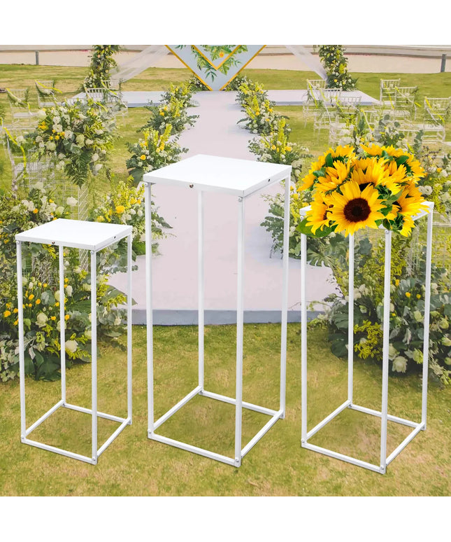 3Pcs Metal Geometric Flower Pot Rack Holder Plant Display Stand Home Decor Column Flower Stand For Wedding Party Centerpiece