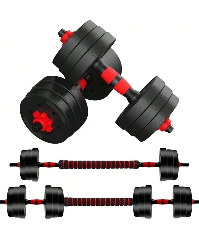44lbs Adjustable Dumbbell Set, 3-in-1 Free Weight Barbell, Push-Up Stand for Home Gym, Fitness Equipment for Men & Women