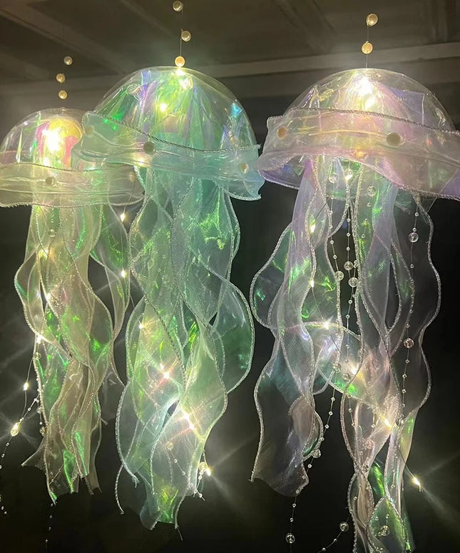 Jellyfish Lamp Jellyfish Atmosphere Night Light Button Battery Hanging Ceiling Lantern Creative Jellyfish lantern Photo Props
