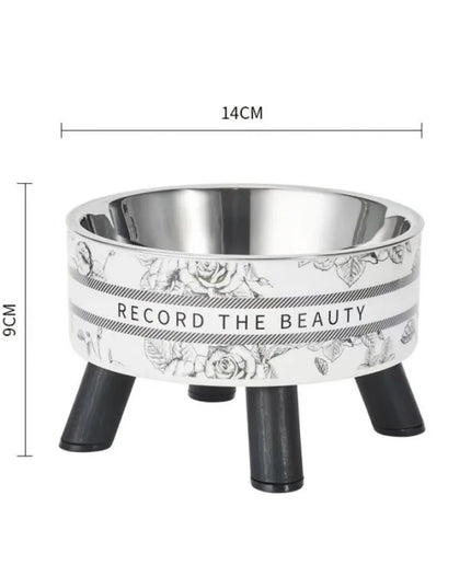 1pcsElevated stainless steel cat bowl with neck protection design - anti slip, anti pointed feeding tray for cats, cat food bowl