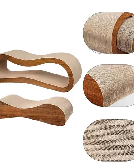 2 in 1 Cat Scratcher Cardboard Lounge Bed, Cat Scratching Post, Durable Board Pads Prevents Furniture Damage