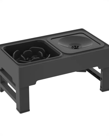 Elevated Dog Food Slow Feeder 4 Adjustable Heights Raised Dog Bowl Stand with Stainless Steel Bowls Anti Slip Dog Water Bowl