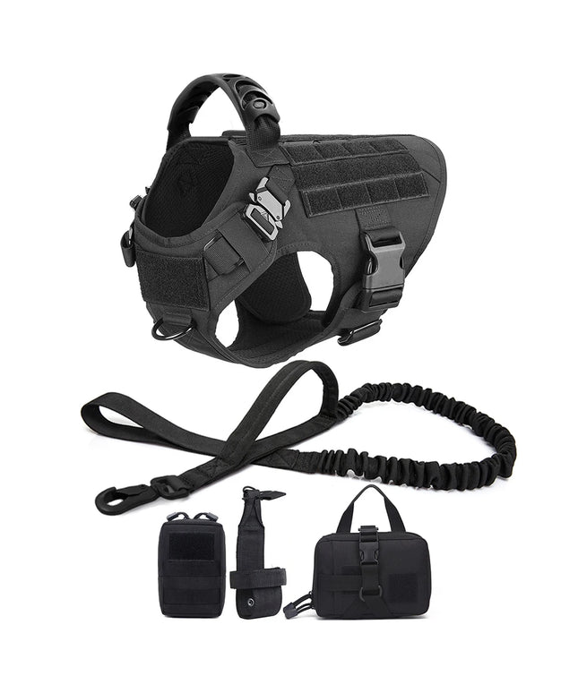 Military Dog Harness Leash Bags Set Pet Tactical Vest Harnesses Walking Training Hunting For Large Dogs German Shepherd