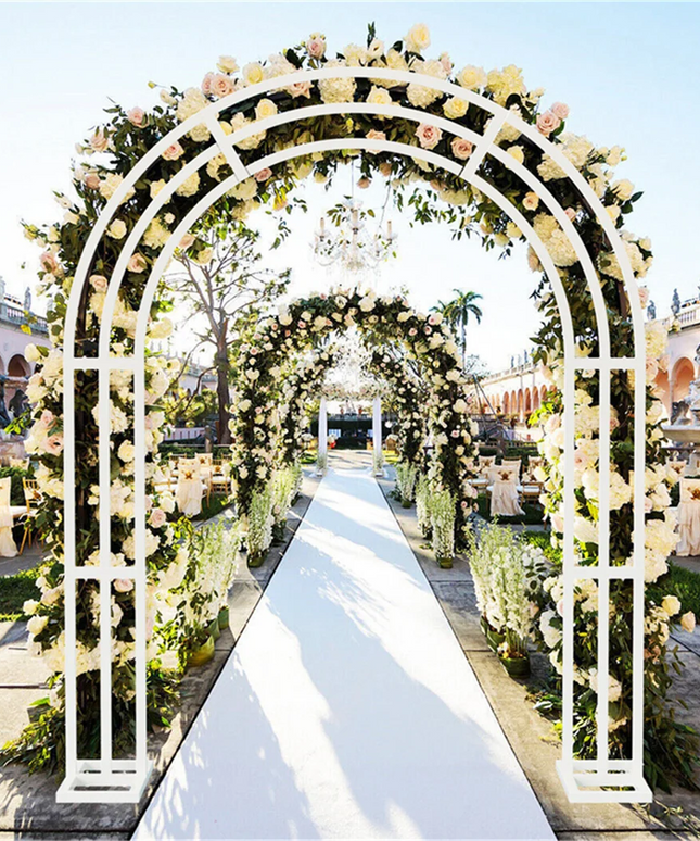 Large White Wedding Arch Stand 3 Layer Balloon Garden Backdrop Metal Rack Arch Frame Pergola Stand