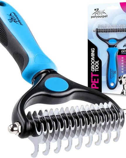 Deshedding Brush DoubleSided Undercoat Rake for Dogs Cats Shedding Comb and Dematting Tool for Grooming Extra Wide Ideal for Da
